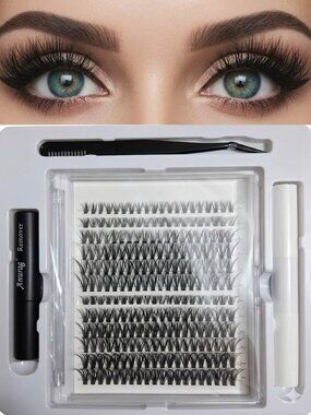 DIY Cluster Lash Extension Kit, Bond, Seal, Remover, Brush, Tweezers 5 Tools